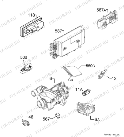 Взрыв-схема посудомоечной машины Progress PI1320XC - Схема узла Electrical equipment 268